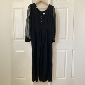 Vintage EXPO Petite Black Jewel Button Wide Leg Jumpsuit Size 10 Made in USA